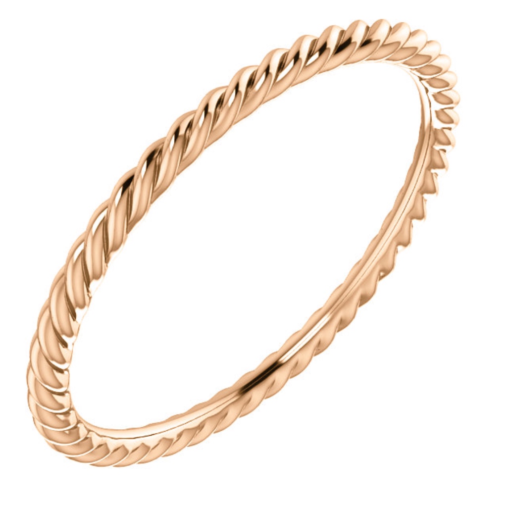 18k Rose Skinny Rope Band 1.5 Mm